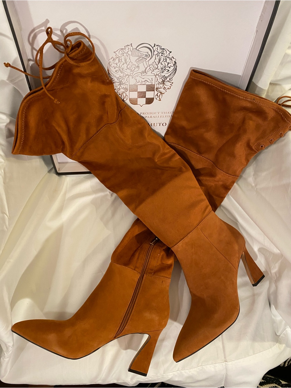 NIB Vince Camuto Tapala over the knee boot brown suede 9 wide calf lace up